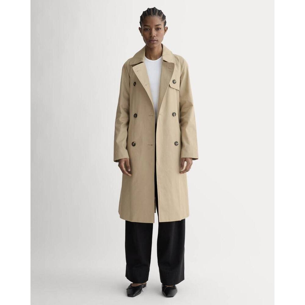 Everlane Women's Modern Trench Coat in Khaki, Size Small, Cotton/Polyester